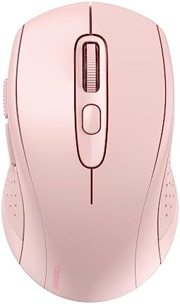 TECKNET 2-in-1 Bluetooth Mouse (BT 5.0/3.0+2.4Ghz), 6-Level 4000 DPI Pink