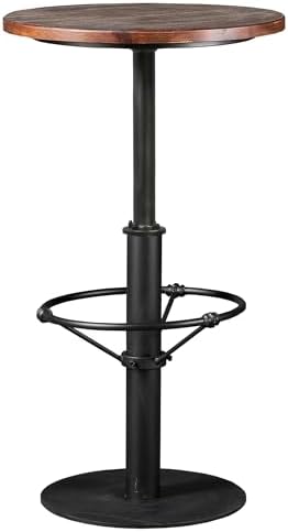 LOKKHAN 42" Tall Rustic Industrial Bar Table 19.68" Dia Round Wooden Top Metal Frame Height Fixed Standing Pub Dining Room Bistro Cocktail Table, Black & Brown