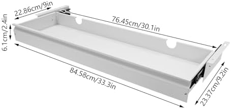 30 Inch Under Desk Mounted Sliding Pull-out Drawer Storage for Sit Stand Workstation Office(Applicable Table Thickness: 0.79in) White