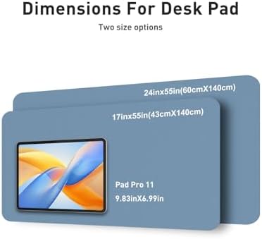 Aothia Faux Leather Desk Mat - Non-Slip PU Leather Desk Blotter, Waterproof Writing Surface, Large Desk Pad for Office & Home (Denim Blue, 55" x 24")