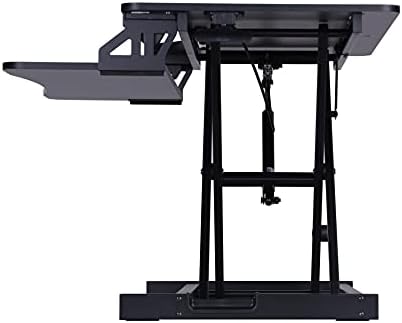 Rocelco Standing Desk Converter 31.5 Inch Sit Stand Up Dual Monitor Tabletop Riser with Tablet Mount, Height Adjustable Home Office Workstation - Deep Keyboard Tray for Laptop Mouse - Black (R VADRB)