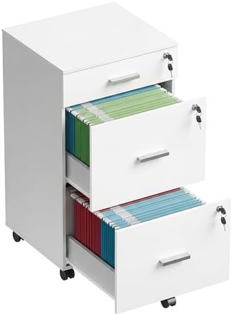 DEVAISE 3 Drawer Wood Filing Cabinet with Upgrade to 3 Individual Locks