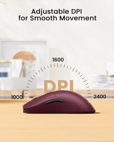 ProtoArc EM15 USB C Mouse, Tri-Mode Bluetooth Mice for Laptop, Wine Red