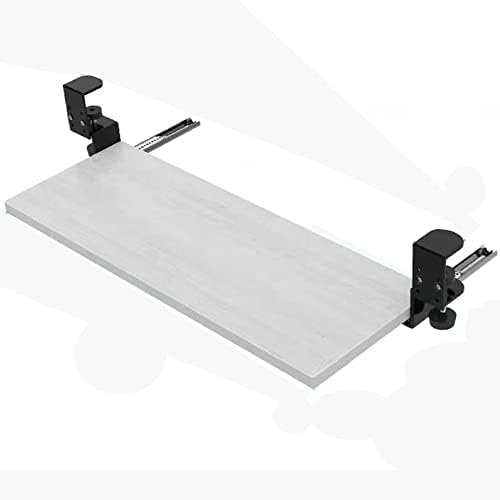 Desk Keyboard Holder,Computer Keyboard Stand, C Clamp Keyboard Tray,Clamp-on Shelf Pull Out Platform, Height Adjustable Keyboard Platform Under Desk (White 75cm)