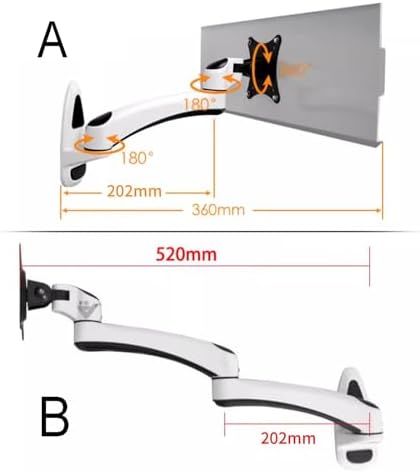 Keyboard Tray Wall Mount, Wall Mount Typing Platform, Sit-Stand Keyboard and Mouse Tray, Tilt, Full Motion Swivel, Holds Up to 8KG, Fits Standard Gaming Keyboar,White-45cm