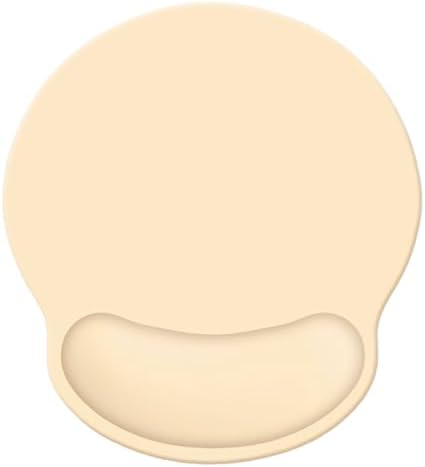 Wrist Rest Support Mouse Pad,Ergonomic Memory Foam Mouse Mat 9x10in Non-Slip Rubber Base Pain Relief Mousepad for Computer, Laptop(Milky Yellow Foam)