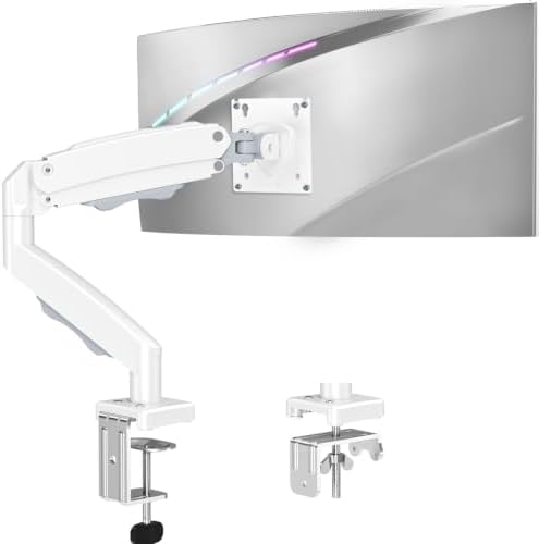 Single Monitor Mount for Max 32 inch Screen and Desk C-Clamp Extension for Max 6 inch Thick Desktops