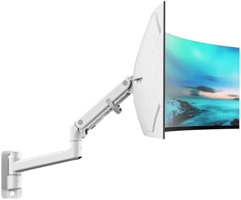 monTEK Single Monitor Wall Mount, 17–57" Gas Spring Arm, Heavy Duty, White