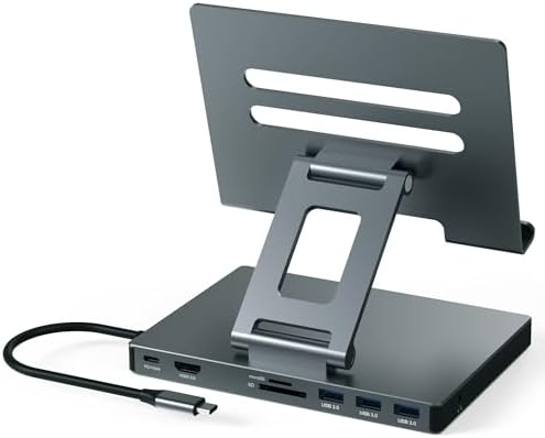 2026 iPad Pro USB C Hub Stand, Adapter for iPad Pro M5 M3 M4 13 12.9 11 Inch iPad Air Docking Station 4K 60Hz HDMI, SD/TF Card Reader, 3 USB 3.0 Port, 3.5mm Audio, iPad mini A16 Galaxy Tablet Dock