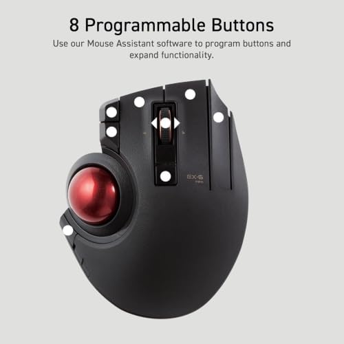 ELECOM EX-G Pro Trackball Mouse Wireless, Ergonomic, Thumb Control