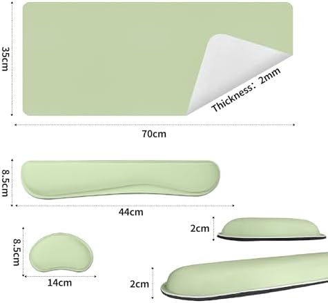 Bloss Green Leather Desk Mat with Wrist Rest, 27.6" x 13.8" Desk Pad