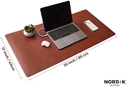 Nordik Leather Desk Mat - Whiskey Brown - Large Leather Desk Pad 35x17 in