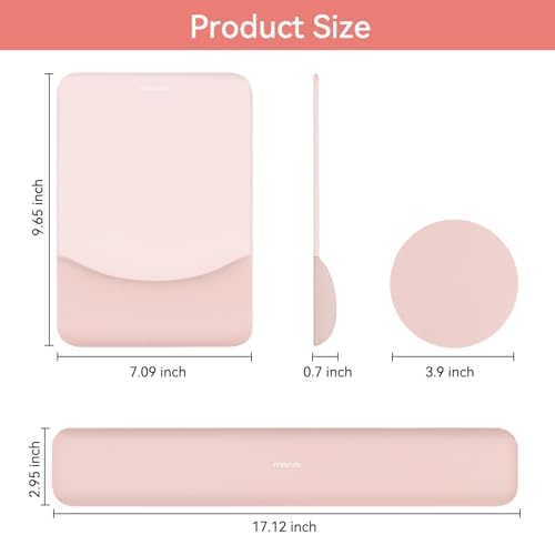 MOSISO Ergonomic Keyboard & Mouse Pad Wrist Rest Set, Baby Pink