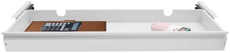 30 Inch Under Desk Mounted Sliding Pull-out Drawer Storage for Sit Stand Workstation Office(Applicable Table Thickness: 0.79in) White