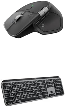 Logitech MX Master 4 for Mac Ergonomic Wireless Bluetooth Mouse with Haptic Feedback + MX Keys S for Mac Wireless Bluetooth Keyboard with Backlit Low Profile Keys - USB-C, MacOS, iPad OS - Space Black