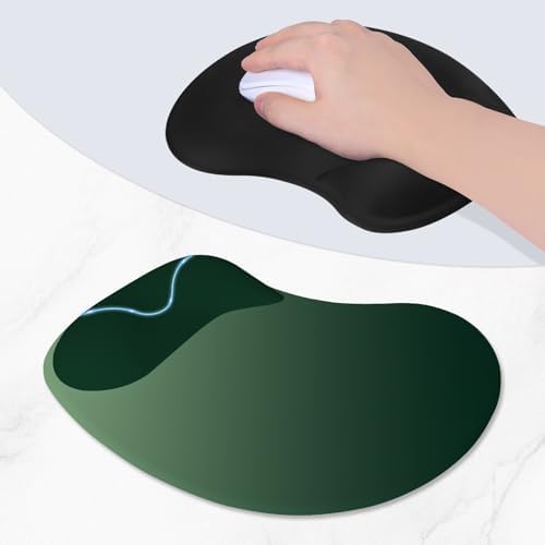 ITNRSIIET Ergonomic Mouse Pad, Cushioned Gel Wrist Rest, Non-Slip Base, Smooth Surface, Cute Multi-Color, 9.5 x 8.2 in, Deep Green