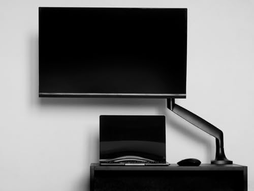 Monoprice Single Monitor Adjustable Gas Spring Desk Mount - Black, Supports Up to 34 inch Monitors, 19.8 LBS Display Weight, Smooth Full-Motion Black - Workstream Collection