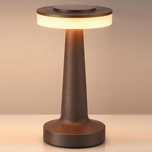 Riakrum 1 Pcs LED Cordless Table Lamp Bulk Rechargeable,Brown
