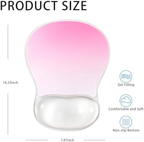 Pink Mouse Pad with Gel Wrist Rest Support, Ergonomic Desk Accessories