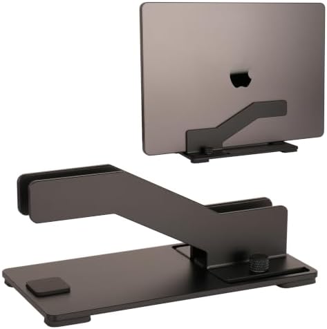 Adjustable Vertical Laptop Stand, Premium CNC Aluminum Laptop Holder with Tool-Free Dual Knobs, Universal Dock for MacBook, Surface, Dell, HP, Lenovo & All Laptops, Space Saving Desk Organizer