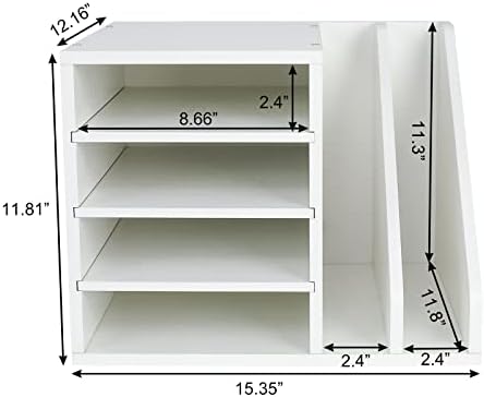 PAG-Mass Wood Desktop File Holder Organizer Mail Sorter for File Folders, Mails, Envelopes, Mailing Supplies or Magazines, White