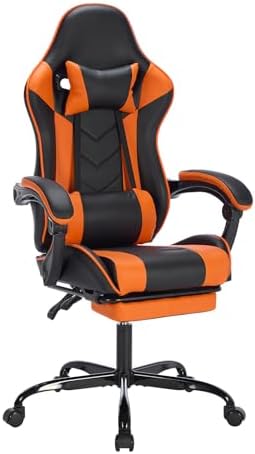 Ergonomic Gaming Chair for Adults with Footrest and Massage