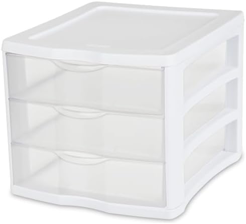 Sterilite Wide 3-Drawer Storage Unit for Bedroom and Dresser, 4-Pack