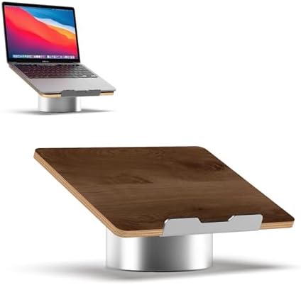HumanCentric Laptop Riser for Desk, Black Walnut Wood Top & Space Gray Base