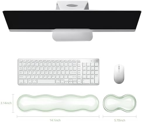 Gel Keyboard and Mouse Wrist Rest, Cute Wrist Support and Arm Support Keyboard Rest for Keyboard and Mouse Typing Pain Relief，Suitable for Office/Computer/Laptop/Gaming（Transparent Green Set ）