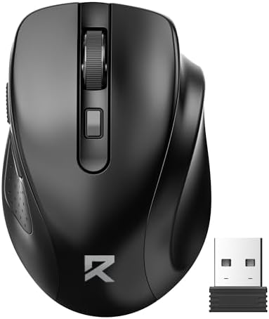 Redragon Wireless Mouse for Laptop, 2.4G Optical Computer Mouse 5-Level 4000DPI, Office Cordless USB Mice, 6 Buttons, 18 Months Battery, Portable for PC, Chromebook, Wins, Mac, Small to Medium Hand