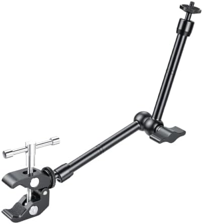 UTEBIT 13'' Magic Arm Camera Mount 360° Rotation 2-Sections Foldable Tabletop Holder with C-Clamp Overhead Camera Mount with 1/4" & 3/8" Screw Hole for DSLR, Digicam, Webcam, Microphone