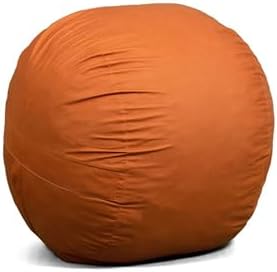Big Joe Fuf 4Ft Foam Bean Bag Chair with Removable Cover for Kids, Teens, Collegiate Burnt Orange Velveteen, Durable Woven Polyester, 4 Foot Large Reading and Gaming Seat