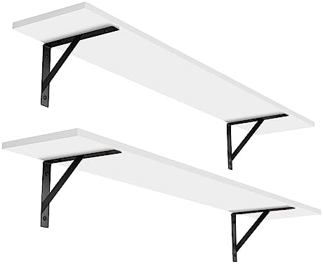 DINZI LVJ Long Wall Shelves, 39.4 Inch Wall Mounted Shelves with Brackets
