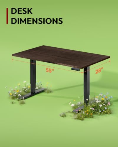 SANODESK Solid Bamboo Dual Motor Standing Desk, 220 lbs, 55×28