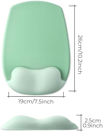 Mouse Pad with Wrist Rest Support, Ergonomic Mousepad with Comfortable Gel Cushion, Gaming Mouse Pad with Smooth Lycra Surface & Non-Slip PU Base, for Home Office Computer Laptop, Green