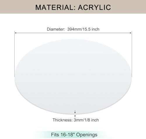 Lampshade Diffuser, 15.5" Diameter Round Diffuser Lamp Shade for Drum Style Lampshades Pendants Softening Light, DIY Light Fits 16-18" Openings, Frosted White Acrylic