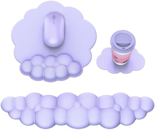 MOKURU Cloud Mouse Pad with Wrist Rest, Cloud Keyboard Wrist Rest, Mouse Pad Wrist Support, Ergonomic Keyboard Mouse Wrist Support (Purple)