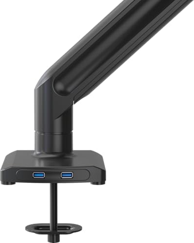 Redragon GMK916 Ultrawide Monitor Mount with USB - Gas Spring Adjustable Arms with VESA 75/100mm, 15-49 Inch Screen Compatibility, C Clamp & Grommet Base, Cable Management, 44lbs Load Capacity