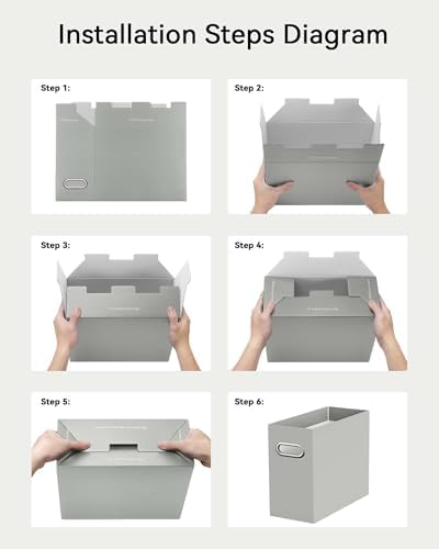 Oterri Portable Collapsible Cardboard File Box with Handle for Letter-Size