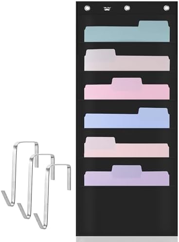 Mr. Pen- Hanging Wall File Organizer, 6 Pocket, Black