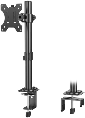 MOUNTUP Single Monitor Mount, Adjustable Monitor Stand for Max 32 Inch Flat Curved Computer Screen, Monitors Arm Desk Mount Fit VESA 75x75& 100x100, up to 17.6lbs, with C-Clamp and Grommet Base, Black