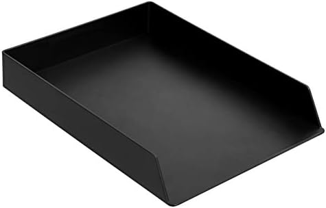 Amazon Basics Rectangular Plastic Desk Organizer, Letter Tray for Documents and Office Supplies, File Storage, Black, 12-Pack
