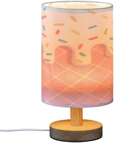 ALAZA 3D Ice Cream Lovely Stylish Decor Bedside Table Lamp with USB Port for Bedroom Nightstand Office Desk LED Bulb Included