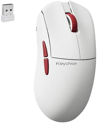 Keychron G4 8K Wireless Mouse Ultra Lightweight, 30K DPI PixArt 3950 Optical Sensor, 2.4G/Bluetooth Up to 130 Hours Battery Life, Ergonomic Design with Customizable Buttons for PC/Mac/Windows - White