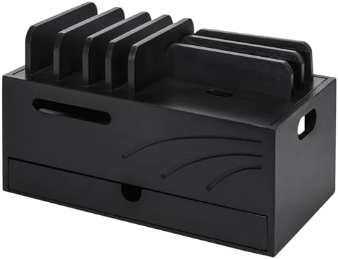 Homde Bamboo Charging Station Organizer: 6 Compartments and Drawer