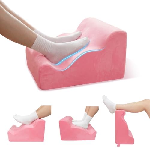 Foot Rest Ergonomic Pillow for Under Desk at Work & Handle Pink