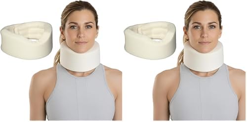 Sammons Preston Universal Contour Cervical Brace,Adjustable Hook and Loop Closure,For Neck Strain,Injury,or Post-Op Surgery,Relieves Neck Pain and Spine Pressure,Cream Color,2” High,(Pack of 2)