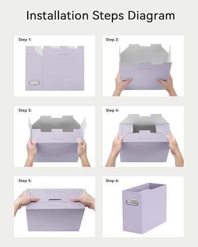 Oterri Portable Collapsible Cardboard File Box with Handle for Letter-Size