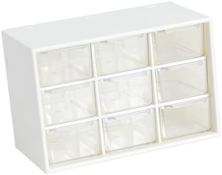 9 Drawer Desk Organizer with Cover, Space Saving Visible Storage