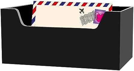 Acrylic Mail Holder Organizer Box for Desk Countertop Wall Mount Black